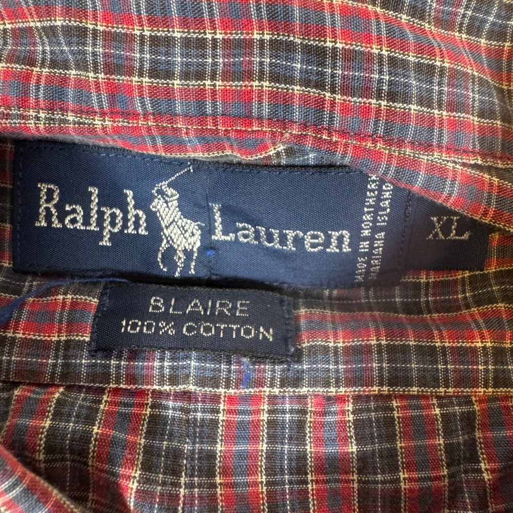Ralph Lauren Blaire‎ Red Plaid Button Down Shirt Mens XL Long Sleeve Classic Fit - Picture 3 of 6